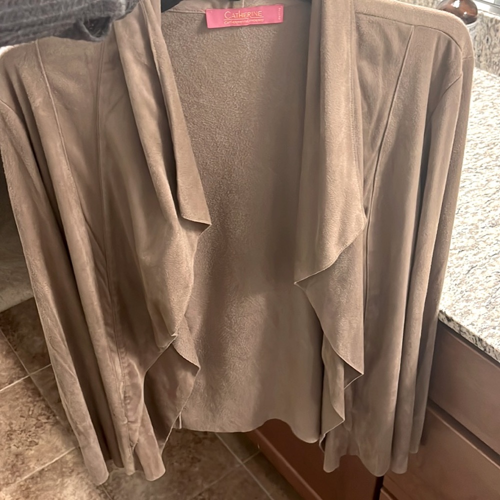 Faux leather, Cardigan, light brown, never worn